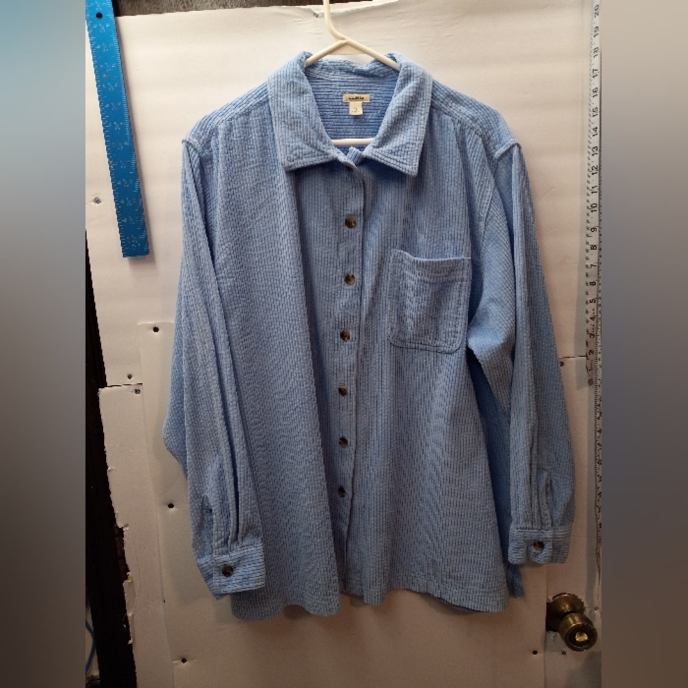 L.L Bean Women’s XL Blue Corduroy Cotton Business Casual Shacket Western Shirt